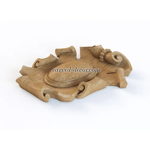 N-346 medium oval hand carved scroll wood cartouche victorian style