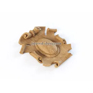 N-346 medium oval hand carved scroll wood cartouche victorian style