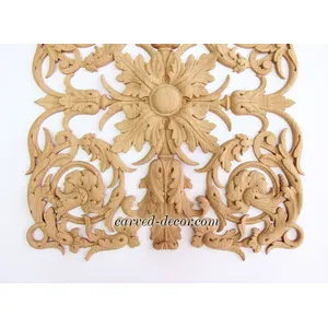N-196 victorian vertical floral acanthus scrolls wood onlay