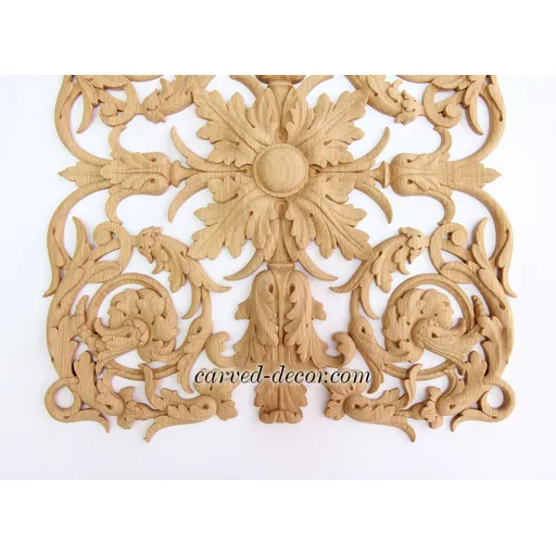 N-196 victorian vertical floral acanthus scrolls wood onlay