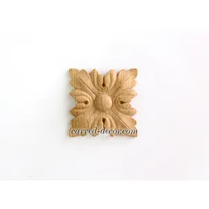 small square ornamental leaf wood rosette victorian style