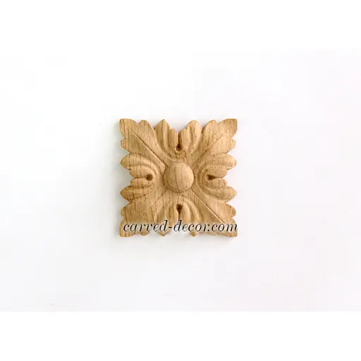 small square ornamental leaf wood rosette victorian style