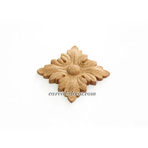 small square ornamental leaf wood rosette victorian style