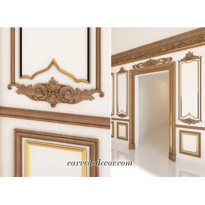 Large ornamental scroll onlay for mantels from wood
