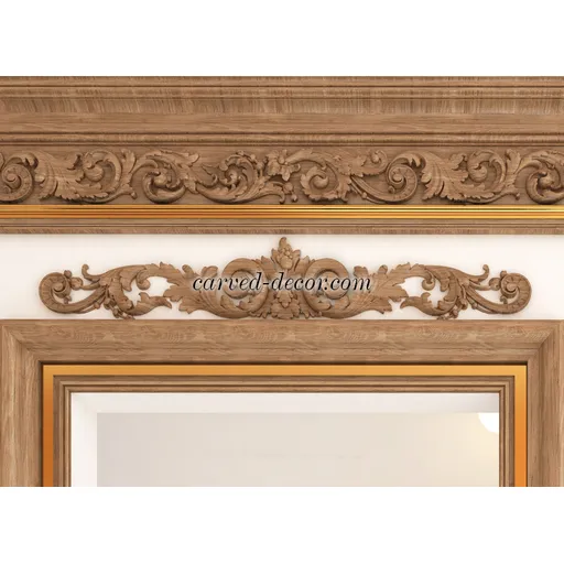 Large ornamental scroll onlay for mantels from wood