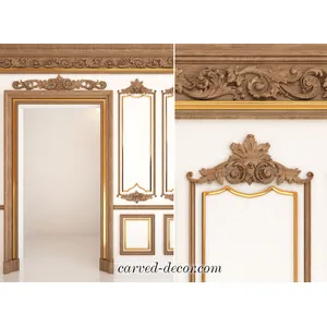 Large ornamental scroll onlay for mantels from wood