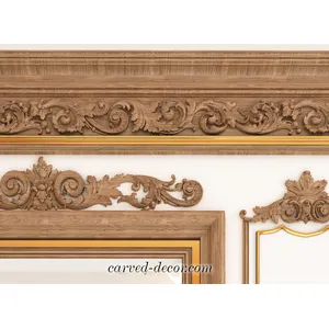 Large ornamental scroll onlay for mantels from wood