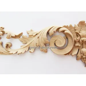 Large ornamental scroll onlay for mantels from wood