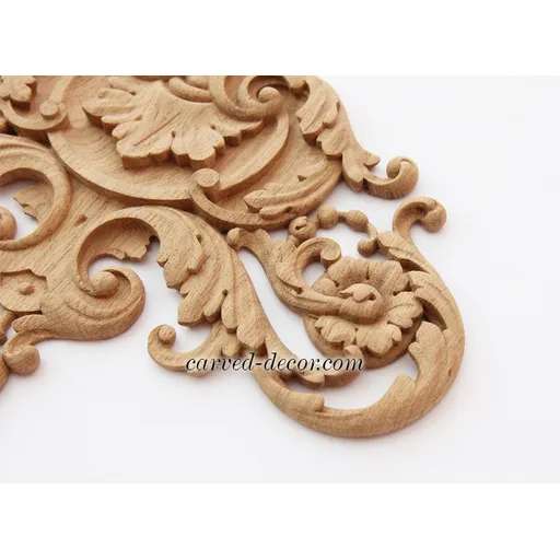 N-191 vertical decorative floral acanthus scrolls wood carving applique baroque style