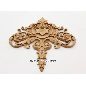 N-191 vertical decorative floral acanthus scrolls wood carving applique baroque style