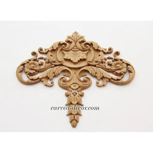 N-191 vertical decorative floral acanthus scrolls wood carving applique baroque style