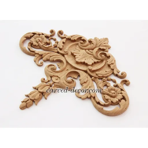 N-191 vertical decorative floral acanthus scrolls wood carving applique baroque style