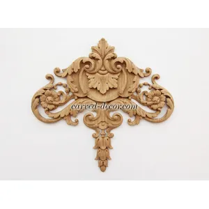 N-191 vertical decorative floral acanthus scrolls wood carving applique baroque style