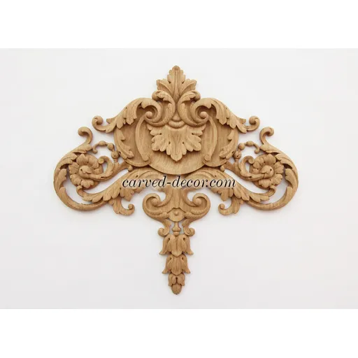 N-191 vertical decorative floral acanthus scrolls wood carving applique baroque style