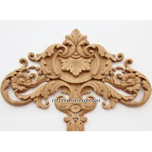 N-191 vertical decorative floral acanthus scrolls wood carving applique baroque style