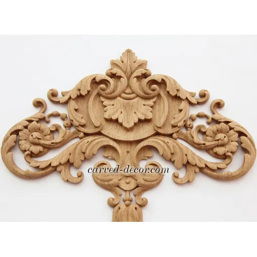 N-191 vertical decorative floral acanthus scrolls wood carving applique baroque style
