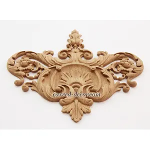N-191 vertical decorative floral acanthus scrolls wood carving applique baroque style