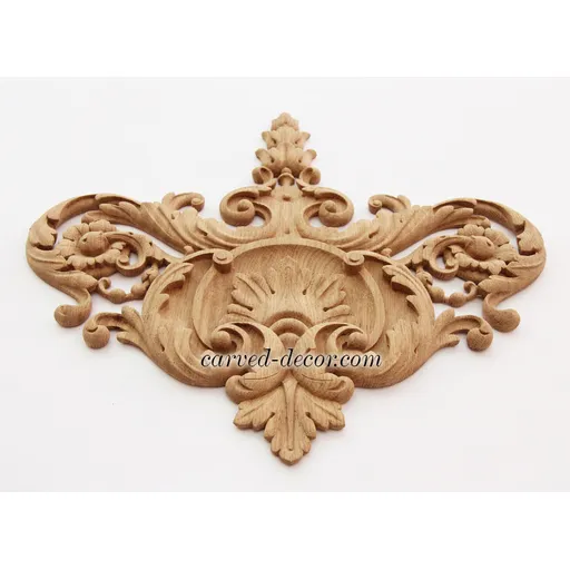 N-191 vertical decorative floral acanthus scrolls wood carving applique baroque style