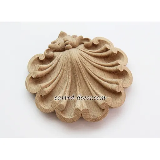 round ornate shell applique renaissance style solid wood