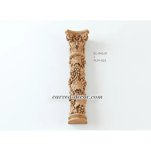 Oak capitel with volutes for half column