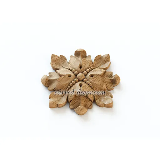 R-074 medium round hand carvedflower wood rosette appliques victorian style