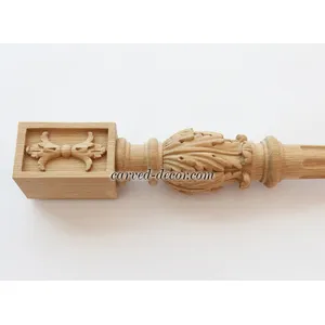 Square top reeded ornate table legs oak - 1