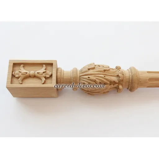Square top reeded ornate table legs oak - 1