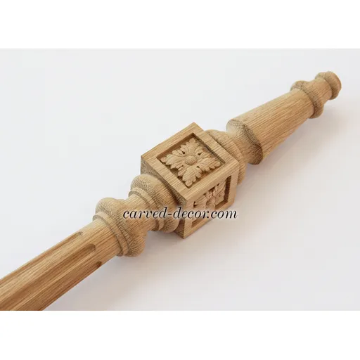 Square top reeded ornate table legs oak - 2