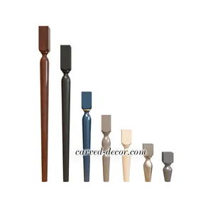 MN-154 Round turned furniture feet with a square top from beech