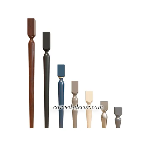 MN-154 Round turned furniture feet with a square top from beech
