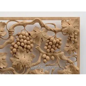 square decorative leaf wood onlay applique 