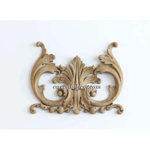 N-415 vertical decorative floral acanthus scrolls wood carving applique baroque style