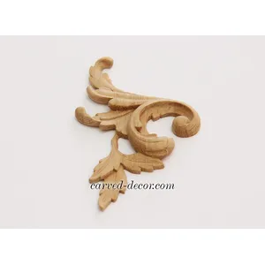 N-016L Wood Scroll Onlay with Acanthus Leaves