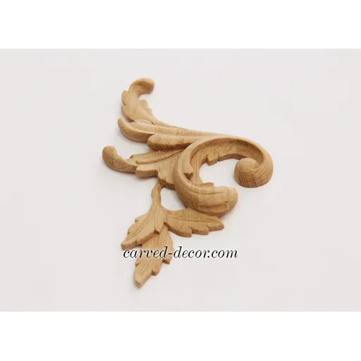 N-016L Wood Scroll Onlay with Acanthus Leaves