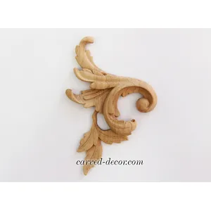 N-016L Wooden Scroll Onlay with Acanthus Leaves