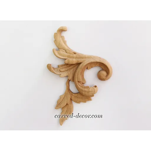 N-016L Wooden Scroll Onlay with Acanthus Leaves