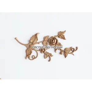 corner decorative flower wood onlay applique victorian style