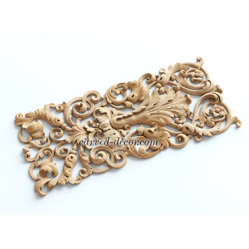 oak large vertical floral acanthus scrolls wood applique baroque style