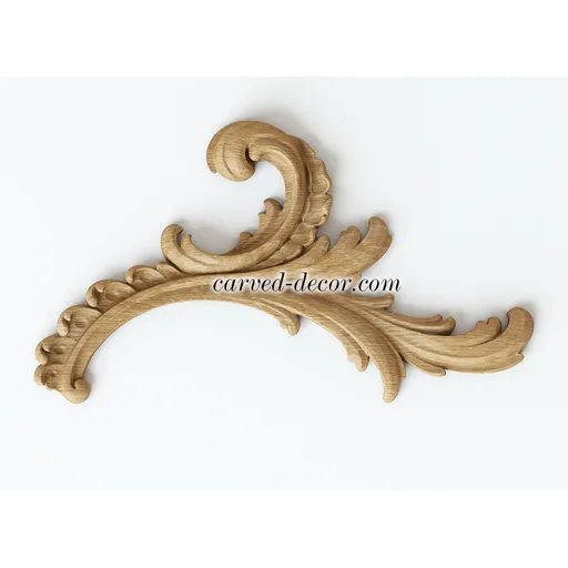 small Cresting Wave Acanthus Wood Scroll Applique