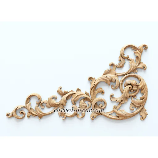 N-441L corner carved leaf oak applique