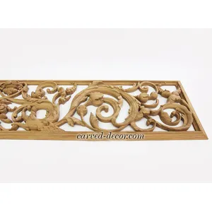 horizontal hand carved floral acanthus scrolls oak onlay applique victorian style