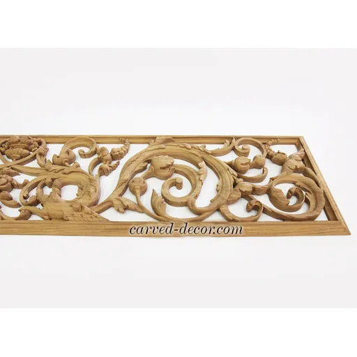 horizontal hand carved floral acanthus scrolls oak onlay applique victorian style