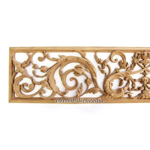 horizontal hand carved floral acanthus scrolls onlay applique victorian style
