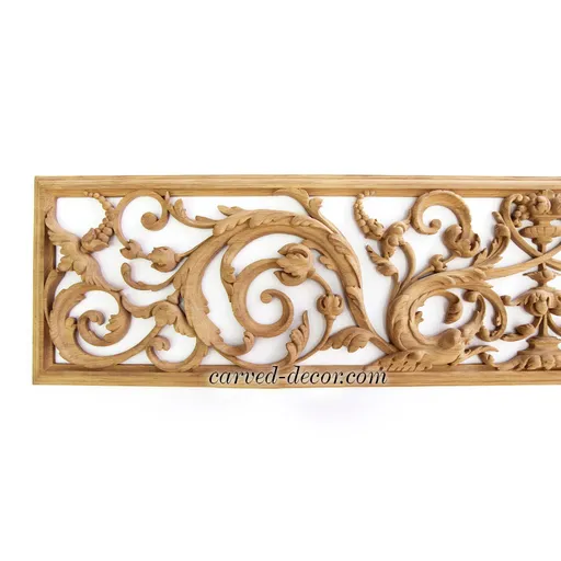 horizontal hand carved floral acanthus scrolls onlay applique victorian style