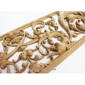 horizontal floral acanthus scrolls wood onlay applique victorian style