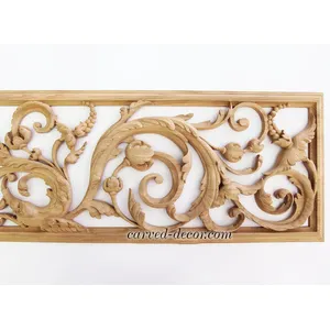 horizontal acanthus scrolls wood onlay applique victorian style