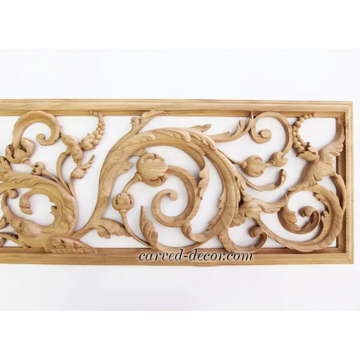 horizontal acanthus scrolls wood onlay applique victorian style