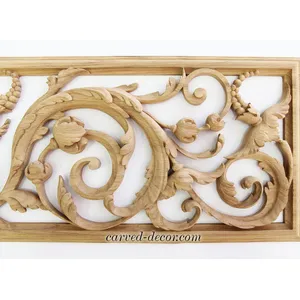 horizontal hand carved floral acanthus scrolls onlay applique beech