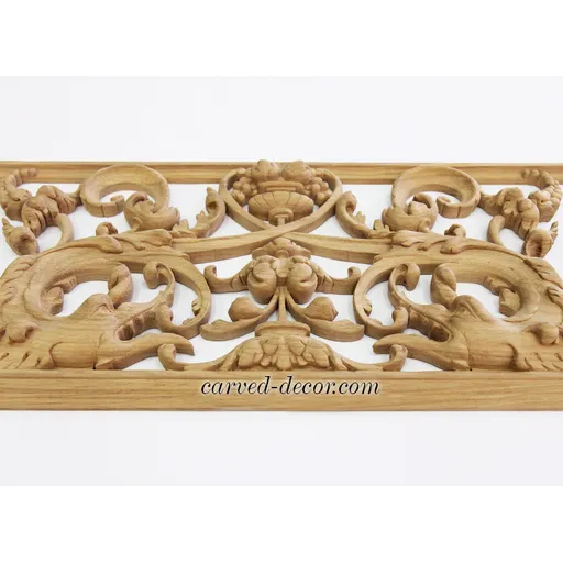  hand carved floral acanthus scrolls wood onlay applique victorian style