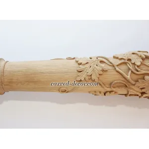 Carved beech grapes newel post - 2